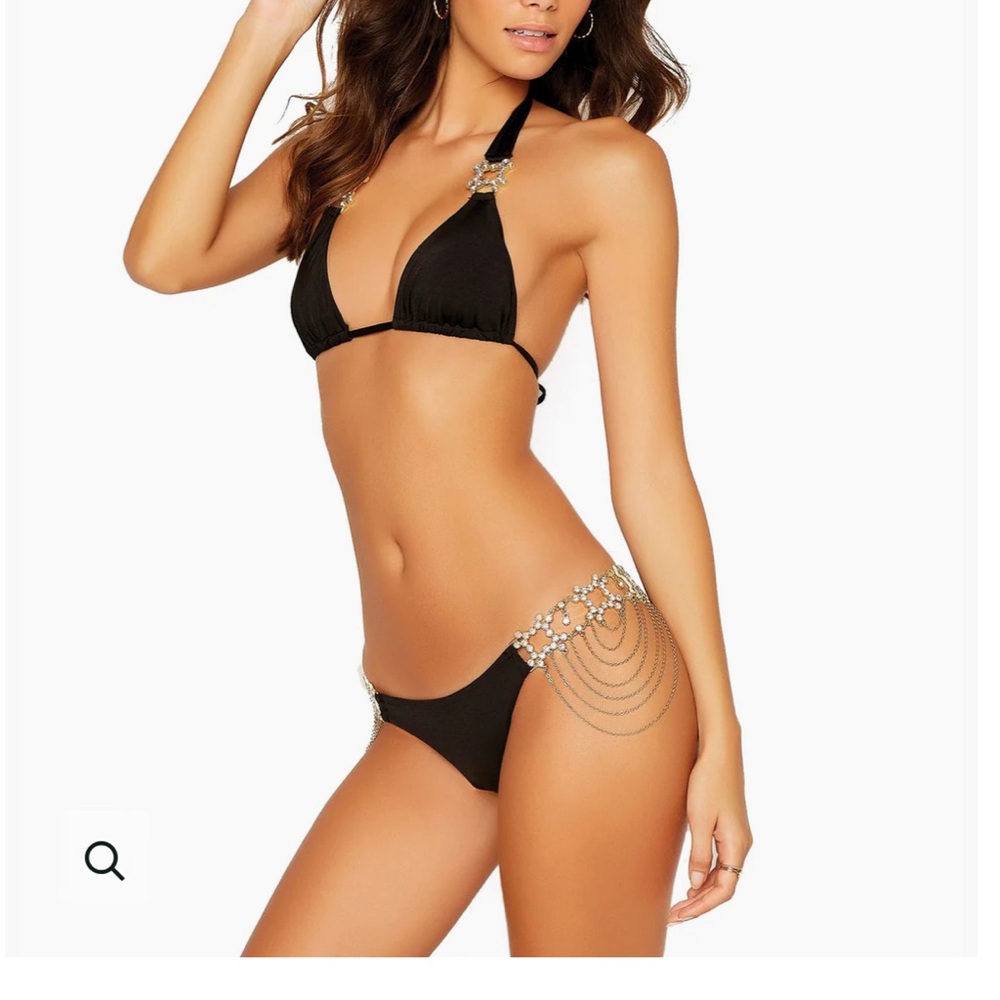 Betsey Johnson Black Bikini with Jewel Accents